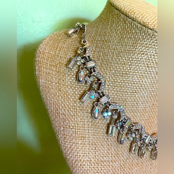 Silver Necklace with Stunning, Iridescent Aurora Borealis Crystal Accents - Picture 7 of 13